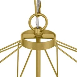 Winfield 1-Light Gold Caged Pendant Light Fixture With Geometric Metal Shade -Lamp Parts gold hampton bay pendant lights kh 001s 44 1000