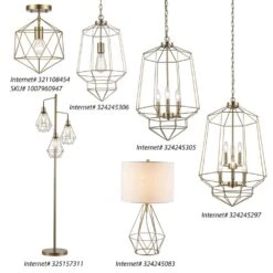Winfield 1-Light Gold Caged Pendant Light Fixture With Geometric Metal Shade -Lamp Parts gold hampton bay pendant lights kh 001s c3 1000