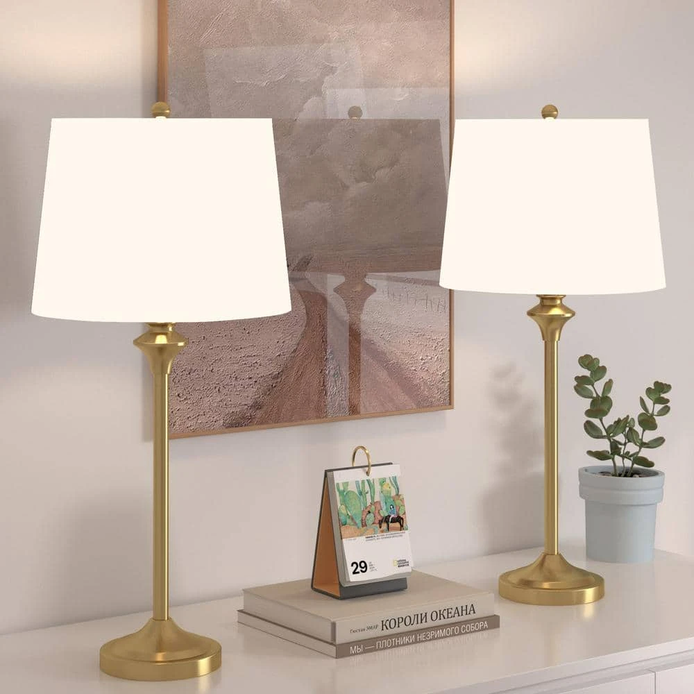 26 In. Gold Modern Metal Bedroom Living Room Bedside Desk Nightstand Table Lamps (Set Of 2) 10 26 In. Gold Modern Metal Bedroom Living Room Bedside Desk Nightstand Table Lamps (Set Of 2) - Image 8