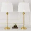 26 In. Gold Modern Metal Bedroom Living Room Bedside Desk Nightstand Table Lamps (Set Of 2) -Lamp Parts gold maxax table lamps t13 gd 64 1000