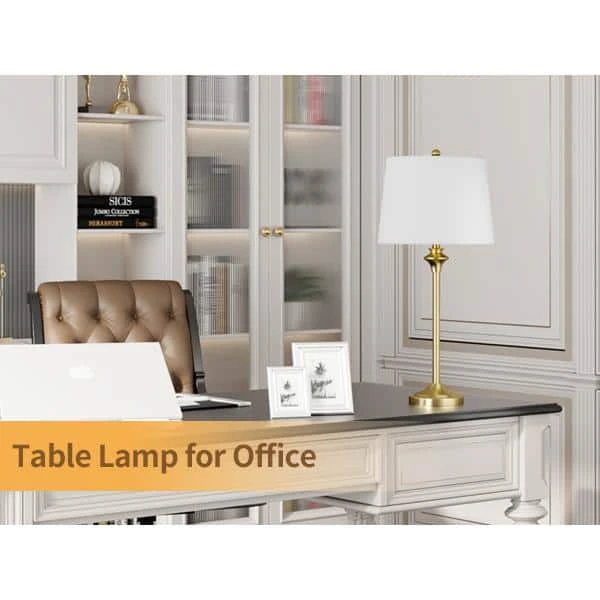 26 In. Gold Modern Metal Bedroom Living Room Bedside Desk Nightstand Table Lamps (Set Of 2) 6 26 In. Gold Modern Metal Bedroom Living Room Bedside Desk Nightstand Table Lamps (Set Of 2) - Image 4