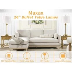 26 In. Gold Modern Metal Bedroom Living Room Bedside Desk Nightstand Table Lamps (Set Of 2) 16 26 In. Gold Modern Metal Bedroom Living Room Bedside Desk Nightstand Table Lamps (Set Of 2) -Lamp Parts gold maxax table lamps t13 gd c3 1000