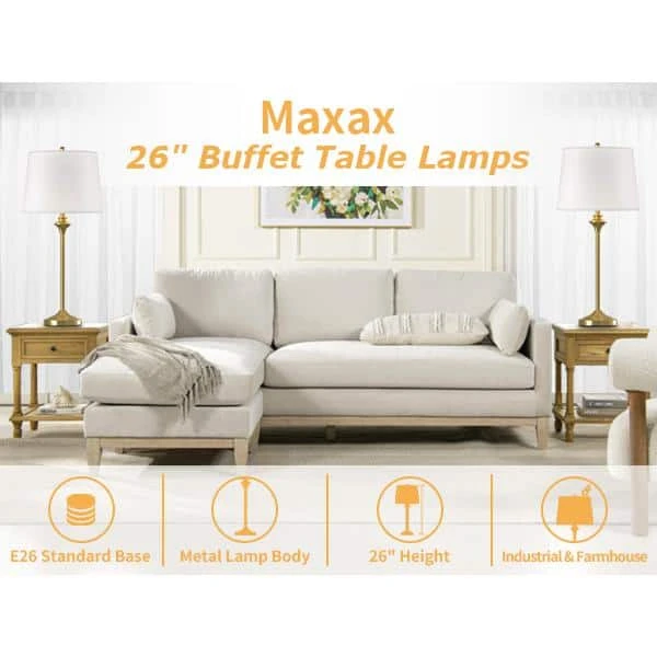 26 In. Gold Modern Metal Bedroom Living Room Bedside Desk Nightstand Table Lamps (Set Of 2) 7 26 In. Gold Modern Metal Bedroom Living Room Bedside Desk Nightstand Table Lamps (Set Of 2) - Image 5