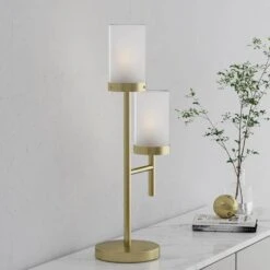 Concord 25.3 In. Gold Modern Dimmable Metal Bedroom Living Room Bedside Desk Table Lamps Set Of 2 -Lamp Parts gold maxax table lamps t171 gd s 1f 1000