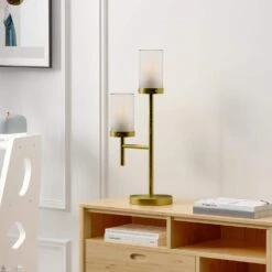 Concord 25.3 In. Gold Modern Dimmable Metal Bedroom Living Room Bedside Desk Table Lamps Set Of 2 -Lamp Parts gold maxax table lamps t171 gd s 4f 1000