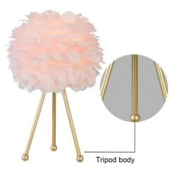 19 In. Gold Tripod Modern Pink Bedroom Living Room Bedside Desk Nightstand Small Table Lamps (Set Of 2) -Lamp Parts gold maxax table lamps t21 pk 1f 1000