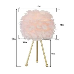 19 In. Gold Tripod Modern Pink Bedroom Living Room Bedside Desk Nightstand Small Table Lamps (Set Of 2) -Lamp Parts gold maxax table lamps t21 pk 4f 1000