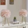 19 In. Gold Tripod Modern Pink Bedroom Living Room Bedside Desk Nightstand Small Table Lamps (Set Of 2) -Lamp Parts gold maxax table lamps t21 pk 64 1000