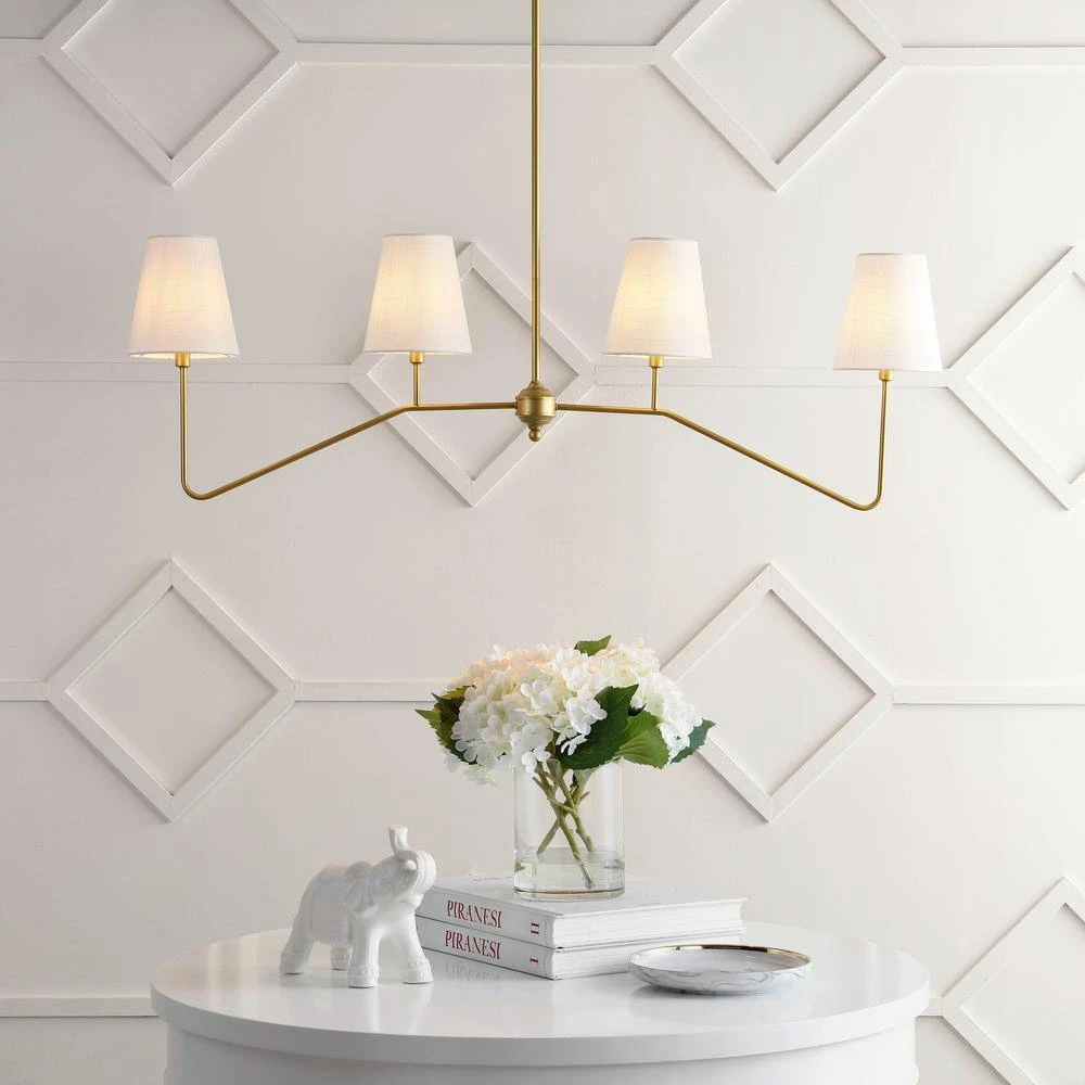 Signe 47.5 40-Watt 4-Light Gold Classic Minimalist Iron Linear LED Pendant Light, Gold Painting 7 Signe 47.5 40-Watt 4-Light Gold Classic Minimalist Iron Linear LED Pendant Light, Gold Painting - Image 5