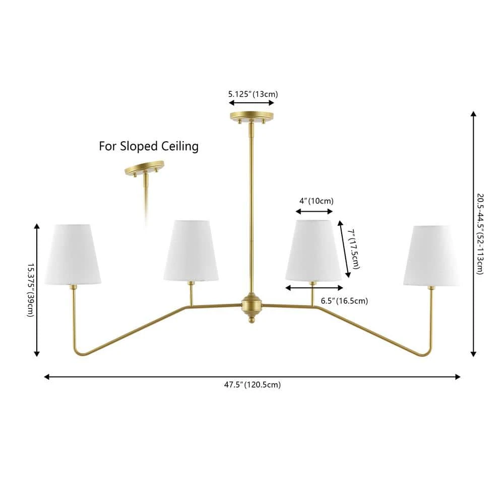 Signe 47.5 40-Watt 4-Light Gold Classic Minimalist Iron Linear LED Pendant Light, Gold Painting 13 Signe 47.5 40-Watt 4-Light Gold Classic Minimalist Iron Linear LED Pendant Light, Gold Painting - Image 11