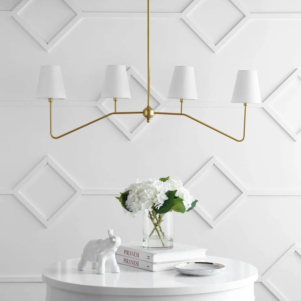 Signe 47.5 40-Watt 4-Light Gold Classic Minimalist Iron Linear LED Pendant Light, Gold Painting 8 Signe 47.5 40-Watt 4-Light Gold Classic Minimalist Iron Linear LED Pendant Light, Gold Painting - Image 6