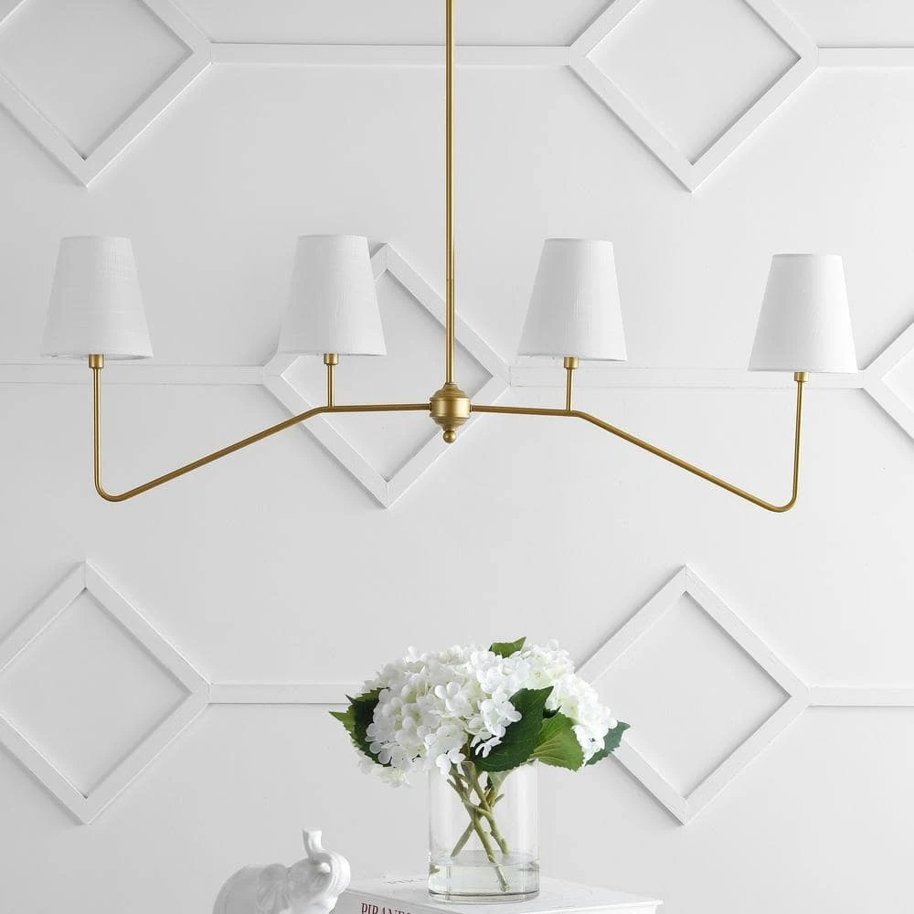 Signe 47.5 40-Watt 4-Light Gold Classic Minimalist Iron Linear LED Pendant Light, Gold Painting 9 Signe 47.5 40-Watt 4-Light Gold Classic Minimalist Iron Linear LED Pendant Light, Gold Painting - Image 7