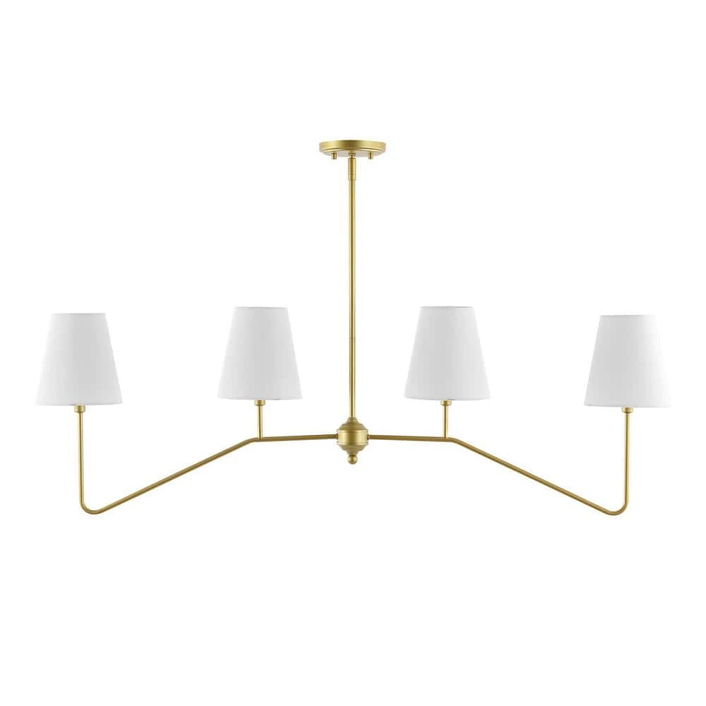 Signe 47.5 40-Watt 4-Light Gold Classic Minimalist Iron Linear LED Pendant Light, Gold Painting 10 Signe 47.5 40-Watt 4-Light Gold Classic Minimalist Iron Linear LED Pendant Light, Gold Painting - Image 8