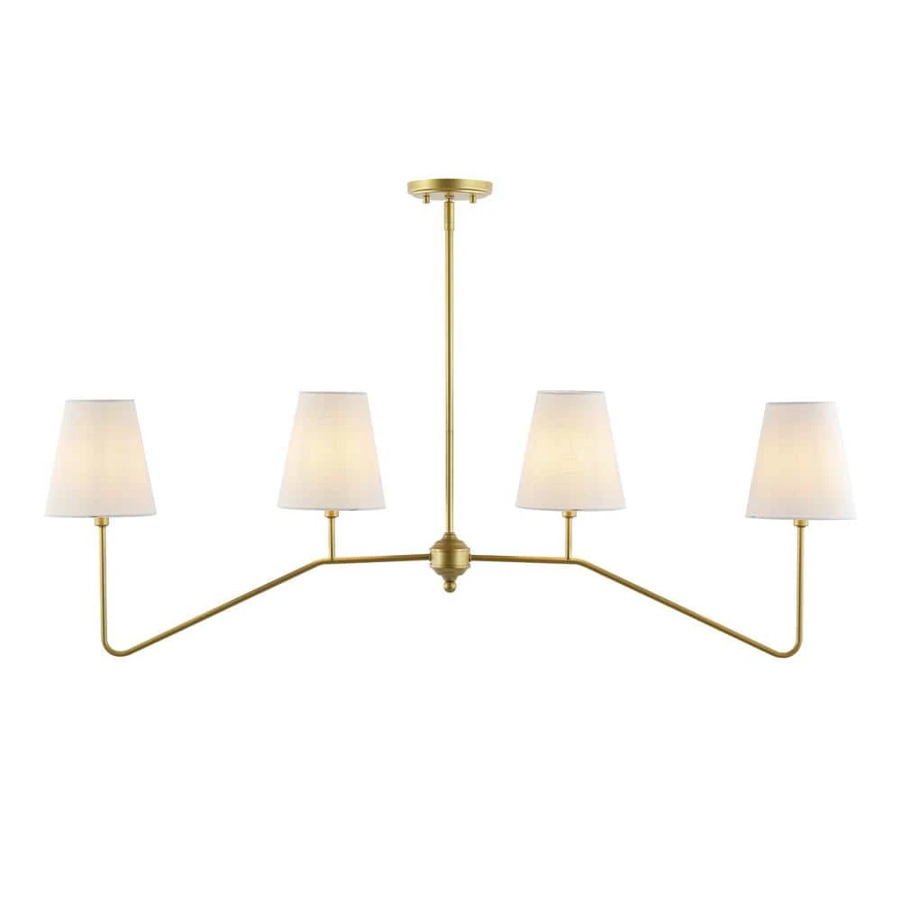 Signe 47.5 40-Watt 4-Light Gold Classic Minimalist Iron Linear LED Pendant Light, Gold Painting 4 Signe 47.5 40-Watt 4-Light Gold Classic Minimalist Iron Linear LED Pendant Light, Gold Painting - Image 2