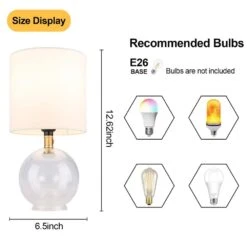 12.65 In. H 1-Light Gold Table Lamp Bedside Lamps, Nightstand Light With Shade Desk Decor Lamp, E26, No Bulbs Included -Lamp Parts gold sunpez table lamps ym c16 0824 a0 1000