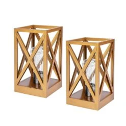 8.9 In. 2-Pack Retro Battery Powered Indoor Table Lamps, Gold Finish -Lamp Parts gold table lamps wbtl jh16 gd c3 1000