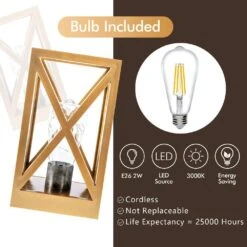 8.9 In. Retro Battery Powered Indoor Table Lamps, Gold Finish -Lamp Parts gold table lamps wbtl jh17 gd 76 1000