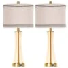 27.4in.Golden Glass Table Lamps Set (Set Of 2) With USB Ports 3-Way Dimmable Touch Control Nightstand Lamp 1 27.4in.Golden Glass Table Lamps Set (Set Of 2) With USB Ports 3-Way Dimmable Touch Control Nightstand Lamp -Lamp Parts gold table lamps xmybltdjs 64 1000