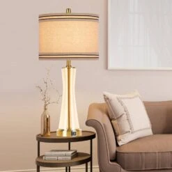 27.4in.Golden Glass Table Lamps Set (Set Of 2) With USB Ports 3-Way Dimmable Touch Control Nightstand Lamp -Lamp Parts gold table lamps xmybltdjs fa 1000