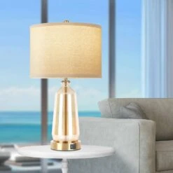 23 In. Golden Touch Control Glass Table Lamp (Set Of 2) With USB Ports 3-Way Dimmable Nightstand Lamps(Include 2 Bulbs) -Lamp Parts gold table lamps zxbltdjs 1f 1000
