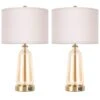23 In. Golden Touch Control Glass Table Lamp (Set Of 2) With USB Ports 3-Way Dimmable Nightstand Lamps(Include 2 Bulbs) -Lamp Parts gold table lamps zxbltdjs 64 1000