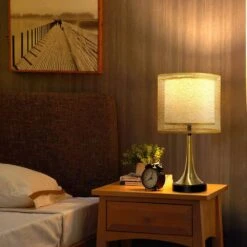 18 In. Gold, Black Bedside Vintage With Double Layer Wire Cloth Cover Lampshade Nightstand Lamps Table Lamp (2-Pack) -Lamp Parts gold tozing table lamps tflt3003 01 gdjs 2set 66 1000