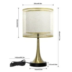 18 In. Gold, Black Bedside Vintage With Double Layer Wire Cloth Cover Lampshade Nightstand Lamps Table Lamp (2-Pack) -Lamp Parts gold tozing table lamps tflt3003 01 gdjs 2set 76 1000