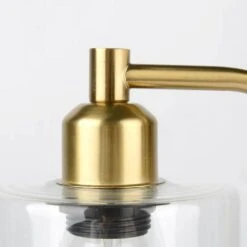 14 In. Industrial Gold Table Lamp With Glass Shade For Bedrooms Bedside Lamps With USB Port And Outlet (Bulb Included) -Lamp Parts gold tozing table lamps tl t08 bg 4f 1000