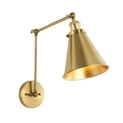 Swing Arm Adjustable Wall Lamps Warm Brass Hardwired Light Fixture Up Down Metal Shade
