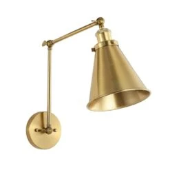 Swing Arm Adjustable Wall Lamps Warm Brass Hardwired Light Fixture Up Down Metal Shade -Lamp Parts gold wall lamps wbwl y013 gd fa 1000