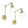 Swing Arm Adjustable Wall Lamps Set Of 2 Brass Hardwired Light Fixture Up Down Glass Shade -Lamp Parts gold wall lamps wbwl y014 gs 64 1000