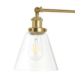 Swing Arm Adjustable Wall Lamps Warm Brass Hardwired Light Fixture Up Down Glass Shade -Lamp Parts gold wall lamps wbwl y015 gs 1f 1000