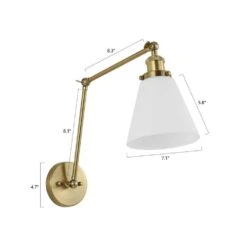 Gold Swing Arm Adjustable Wall Lamps Warm Hardwired Light Fixture Up Down Glass Shade -Lamp Parts gold wall lamps wbwl y033 wt 76 1000