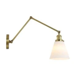 Gold Swing Arm Adjustable Wall Lamps Warm Hardwired Light Fixture Up Down Glass Shade -Lamp Parts gold wall lamps wbwl y033 wt c3 1000