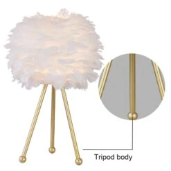 19 In. Gold Tripod Modern White Bedroom Living Room Bedside Desk Nightstand Small Table Lamps (Set Of 2) -Lamp Parts gold white maxax table lamps t21 wh 1f 1000
