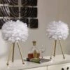 19 In. Gold Tripod Modern White Bedroom Living Room Bedside Desk Nightstand Small Table Lamps (Set Of 2) -Lamp Parts gold white maxax table lamps t21 wh 64 1000