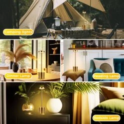 10.25 In. Gold Cordless Rechargeable Integrated LED Table Lamp, Modern Portable Stepless Brightness Desk Lamps (2-Pack) -Lamp Parts gold yansun table lamps ha td02902agd 2 44 1000