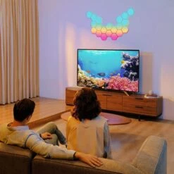 Glide Hexagon Smart Color Changing Plug-In Wi-Fi Enabled Integrated LED Light Panels (7-Piece) -Lamp Parts govee wall light panels b6061a02 44 1000