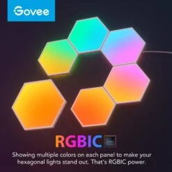 Glide Hexagon Smart Color Changing Plug-In Wi-Fi Enabled Integrated LED Light Panels (7-Piece) -Lamp Parts govee wall light panels b6061a02 4f 1000