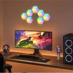 Glide Hexagon Smart Color Changing Plug-In Wi-Fi Enabled Integrated LED Light Panels (7-Piece) -Lamp Parts govee wall light panels b6061a02 76 1000