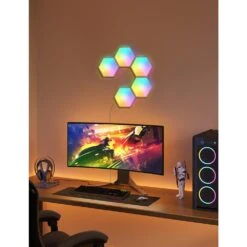 Glide Hexagon Smart Color Changing Plug-In Wi-Fi Enabled Integrated LED Light Panels (5-Piece) 10 Glide Hexagon Smart Color Changing Plug-In Wi-Fi Enabled Integrated LED Light Panels (5-Piece) -Lamp Parts govee wall light panels b6061a03 4f 1000