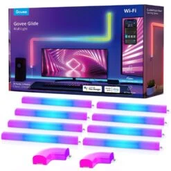 Glide RGBIC 36-Watt Equivalent Smart Integrated LED Color Changing Plug-In Wi-Fi Enabled Wall Light (10-Piece)