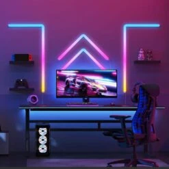 Glide RGBIC 36-Watt Equivalent Smart Integrated LED Color Changing Plug-In Wi-Fi Enabled Wall Light (10-Piece) -Lamp Parts govee wall light panels b6062a02 76 1000