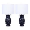 23 In. Mazarine Blue Ceramic Table Lamps With White Linen Shades (2-Pack) -Lamp Parts grandview gallery lamp sets ea90092d 64 1000