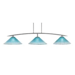 Siena 3-Light Graphite Billiard-Light With Teal Crystal Glass