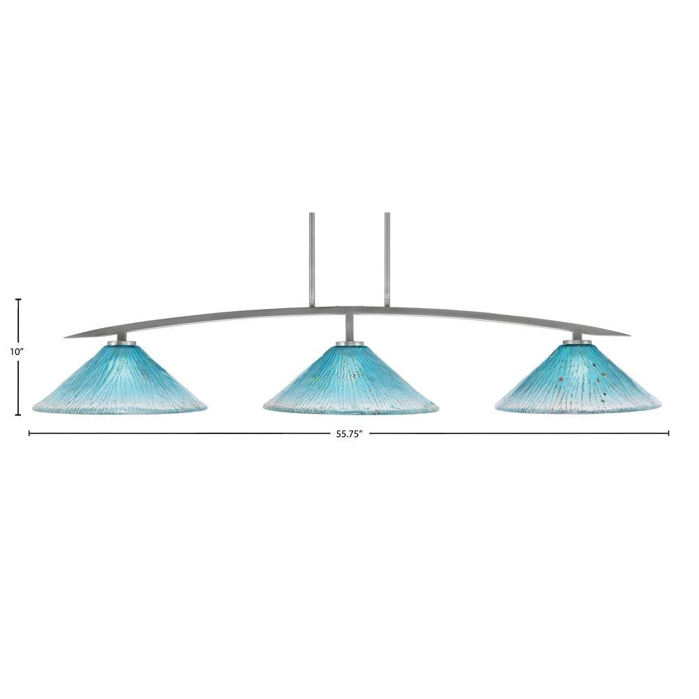 Siena 3-Light Graphite Billiard-Light With Teal Crystal Glass 4 Siena 3-Light Graphite Billiard-Light With Teal Crystal Glass - Image 2