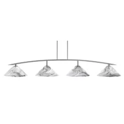 Siena 4-Light Graphite Billiard Light With 16 In. Onyx Swirl Glass Shades, No Bulbs Included