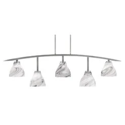 Siena 5-Light Graphite Billiard-Light With Smoke Textured Glass Shades