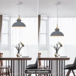 1-Light Simple Gray Single Dome Pendant Light With Metal Shade -Lamp Parts gray adsensty pendant lights hd3 gy zjd00060 40 1000