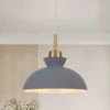 1-Light Simple Gray Single Dome Pendant Light With Metal Shade -Lamp Parts gray adsensty pendant lights hd3 gy zjd00060 64 1000